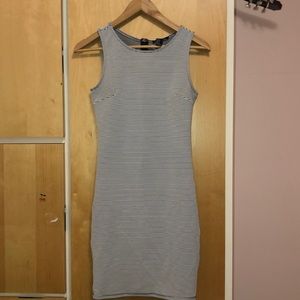 white and black stripped bodycon dress